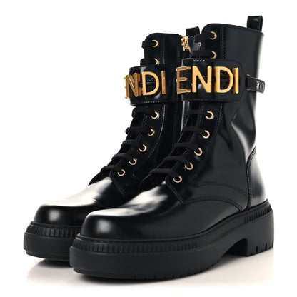Fendi Vitello Abrasivato Fendigraphy 50mm Biker Boots 40 Black 3 of 8