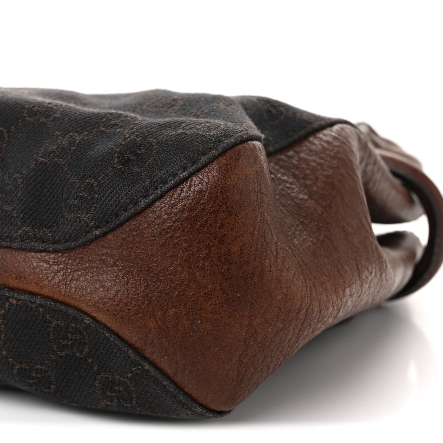 Monogram Denim GG Shoulder Bag Black Brown