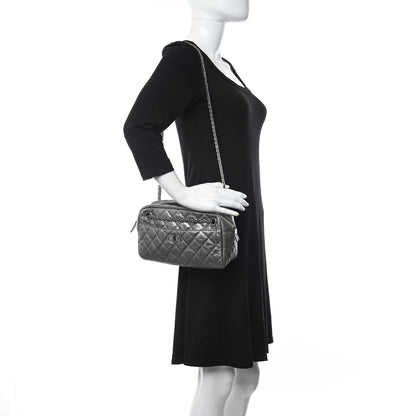 Chanel Metallic Aged Calfskin Quilted Medium Reissue Camera Case Dark Silver 2 of 12