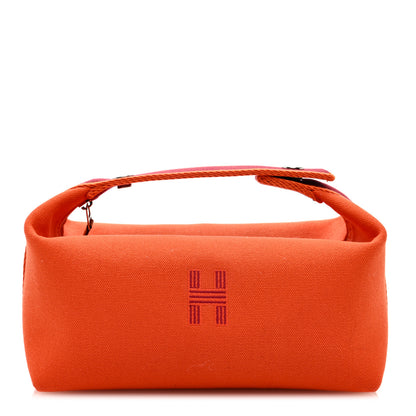 Hermes Canvas Small Bride-A-Brac Pouch Orange Burgundy 1 of 9
