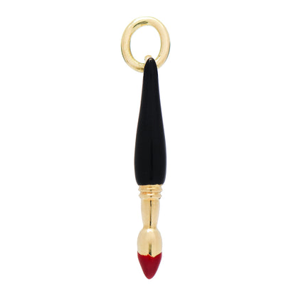 Tiffany 18K Yellow Gold Enamel Paintbrush Charm Black Red 1 of 3