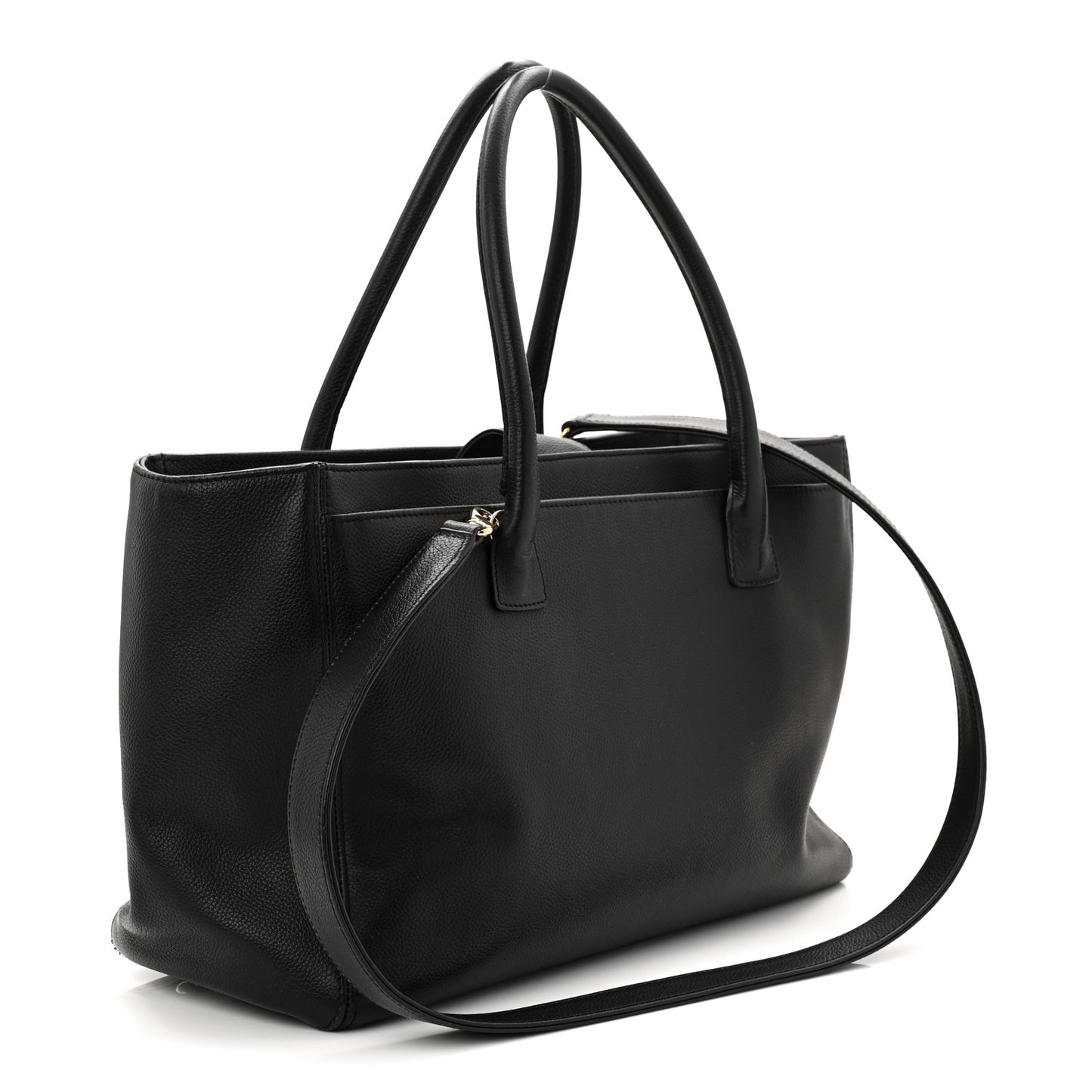 Calfskin Cerf Executive Shopper Tote Black