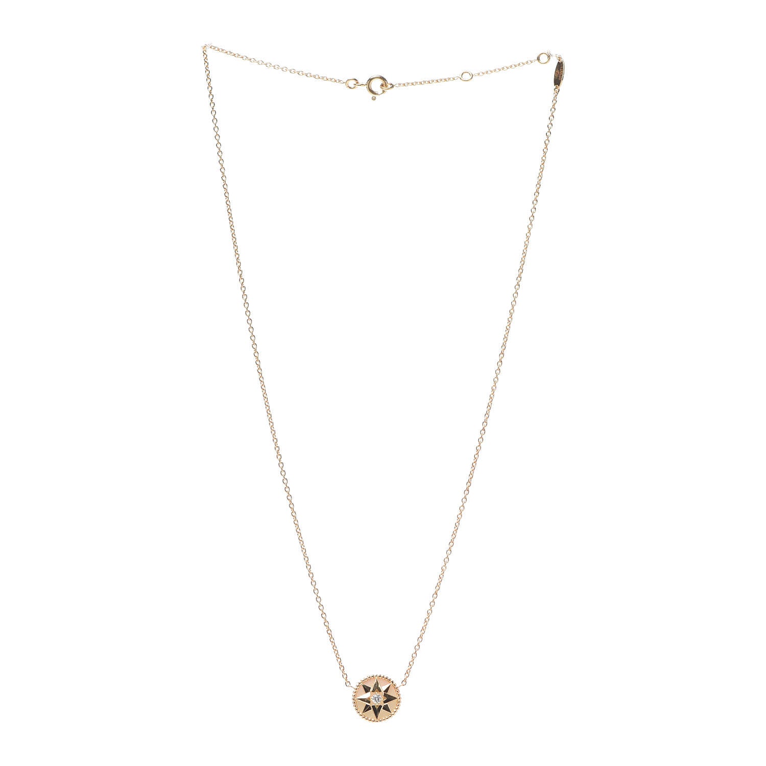 Christian Dior 18K Yellow Gold Diamond Mother of Pearl Rose Des Vents Necklace 3 of 6