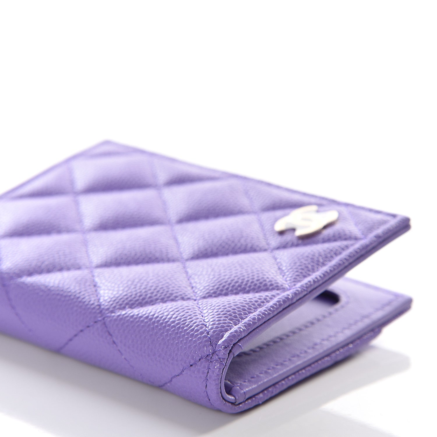 Chanel Caviar Quilted Card Holder Wallet Purple 5 of 10