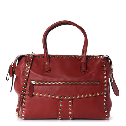Valentino Garavani Calfskin Rockstud Top Handle Satchel Rosso Valentino 1 of 14