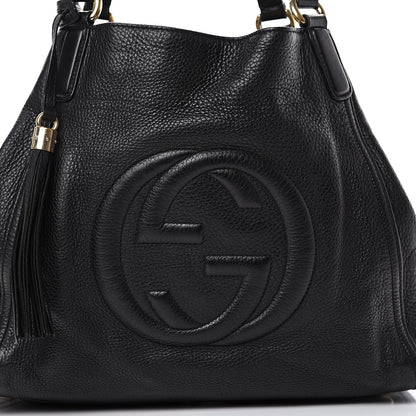 Gucci Pebbled Calfskin Medium Soho Shoulder Bag Black 11 of 18