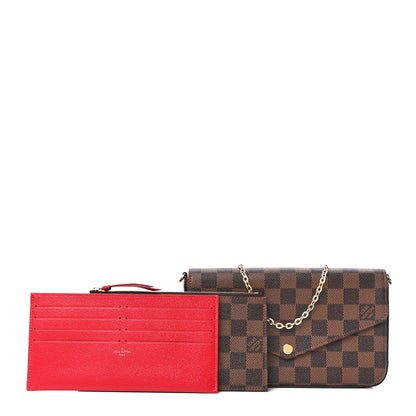 Louis Vuitton Damier Ebene Pochette Felicie Chain Wallet 1 of 13