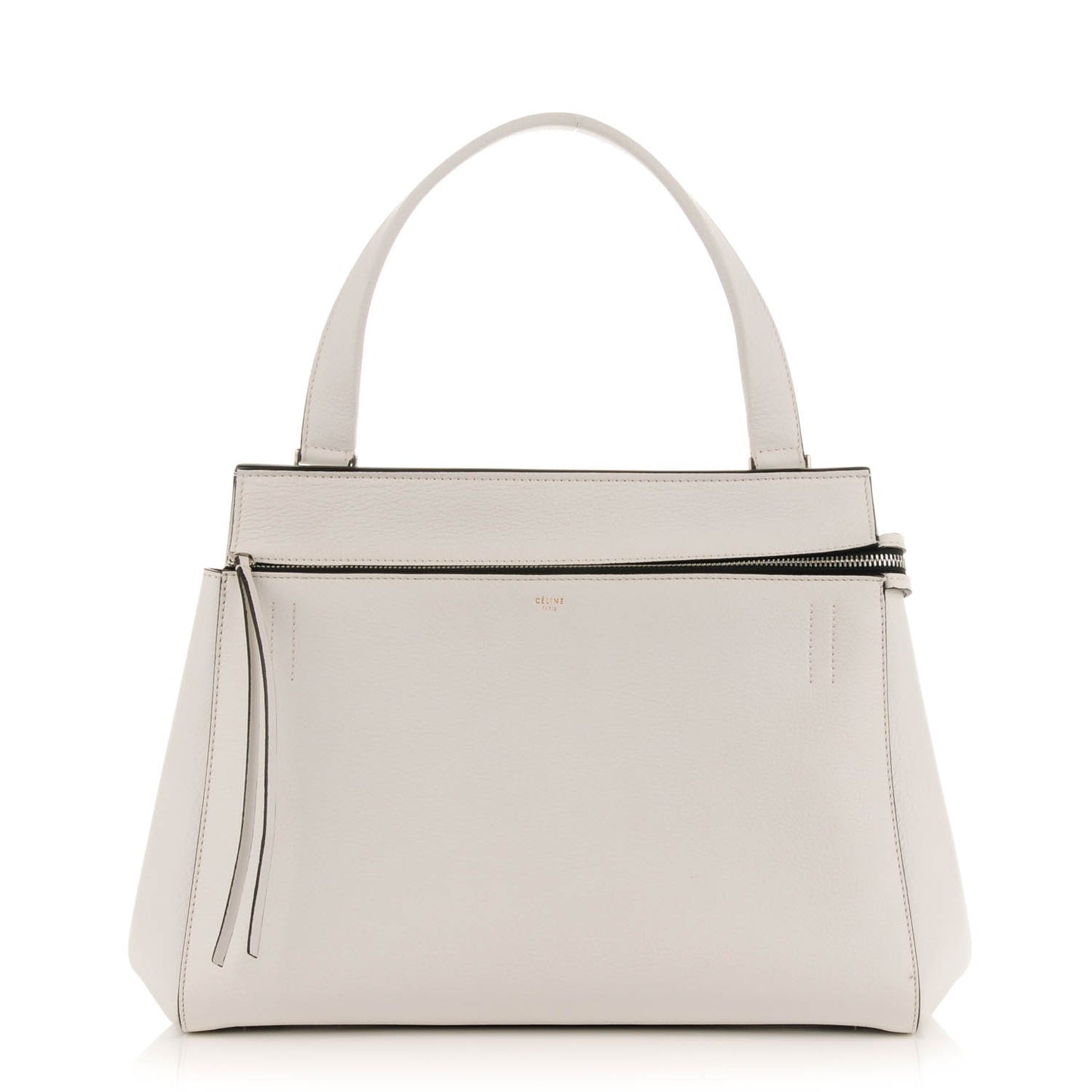 Grained Calfskin Medium Edge Shoulder Bag White