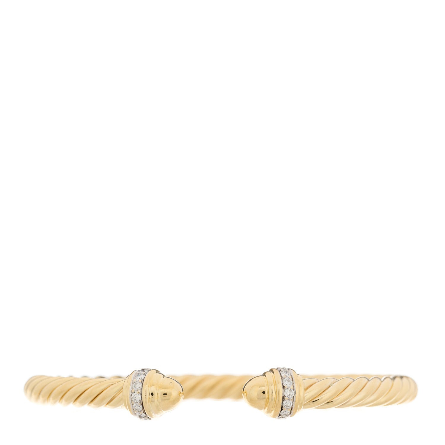 David Yurman 18K Yellow Gold Diamond 5mm Cable Classics Dome Bracelet 1 of 4
