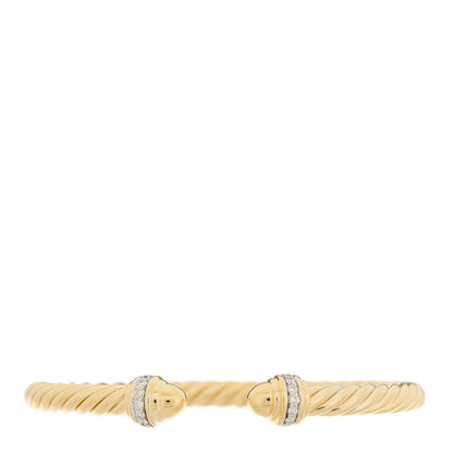 David Yurman 18K Yellow Gold Diamond 5mm Cable Classics Dome Bracelet 1 of 4