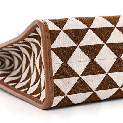 Prada Jacquard Saffiano Triangolo Symbole Embroidered Large Tote Tobacco Talco 8 of 11