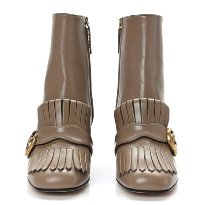 Gucci Malaga Kid GG Marmont Fringe 75mm Ankle Boots 38 Mud 2 of 8
