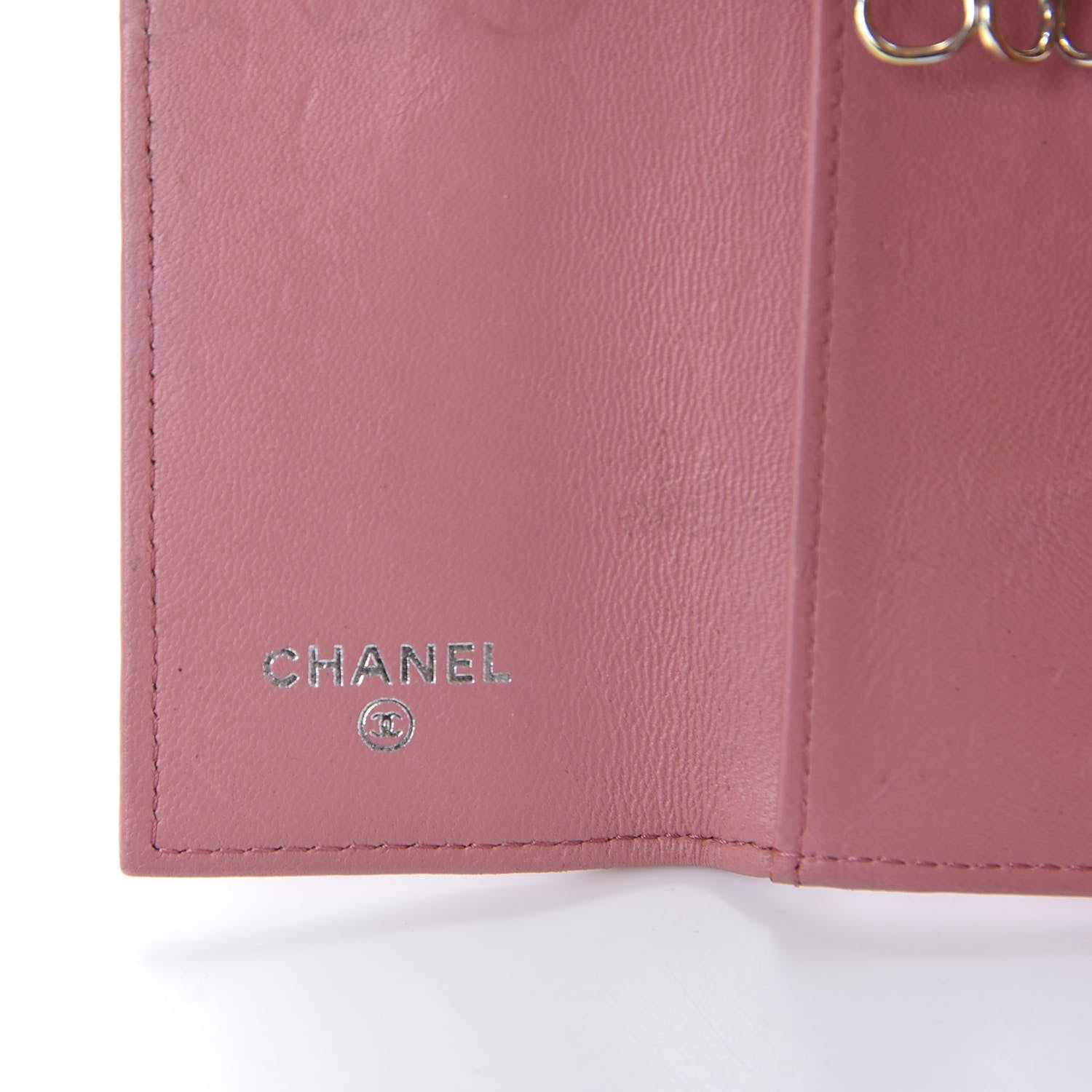 Chanel Metallic Lambskin Camellia Embossed Card Holder Pink 7 of 9