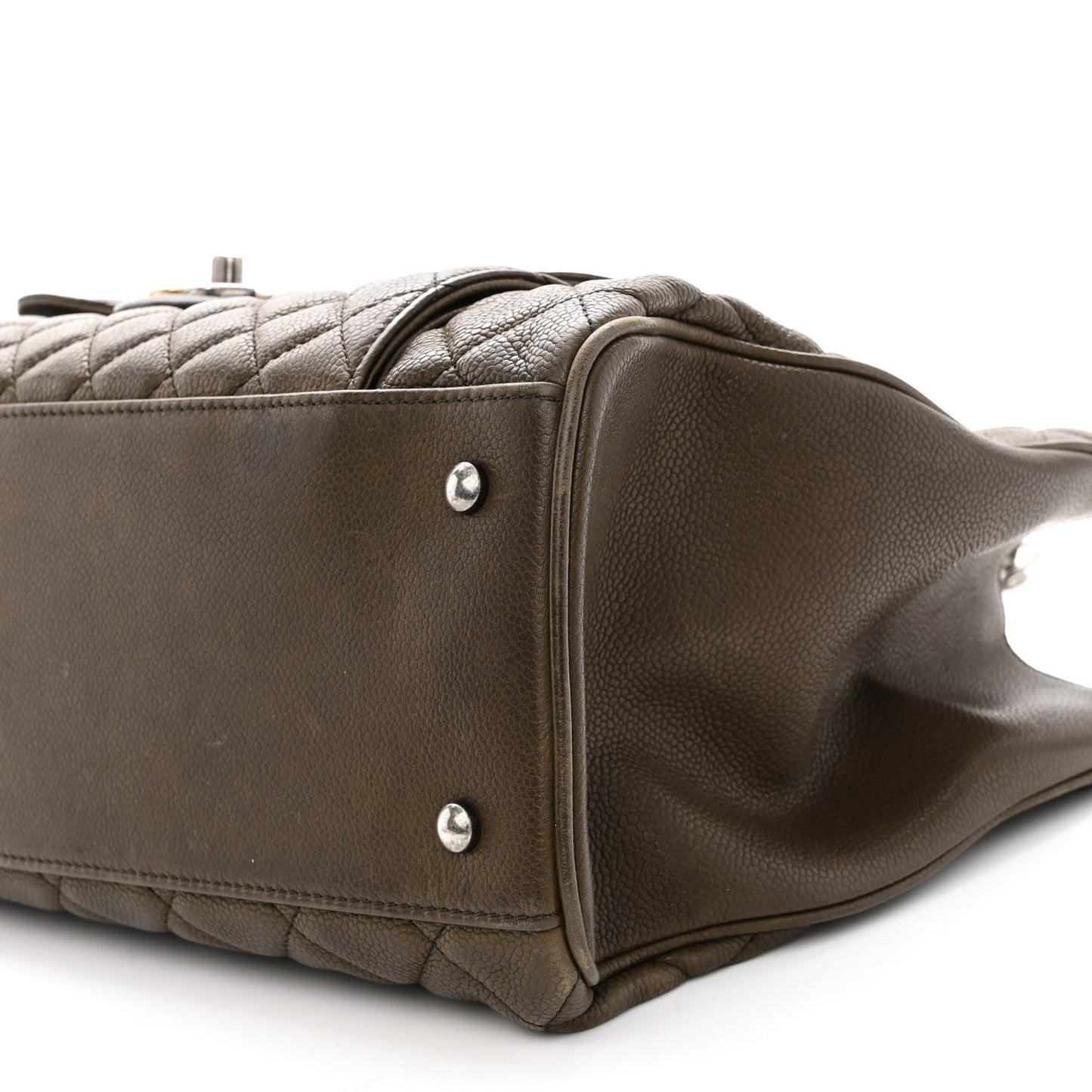 Caviar Quilted Large Casual Pocket Tote Khaki