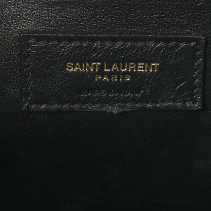 Saint Laurent Grain De Poudre Textured Mixed Matelasse Triquilt Medium Monogram Satchel Black 6 of 10