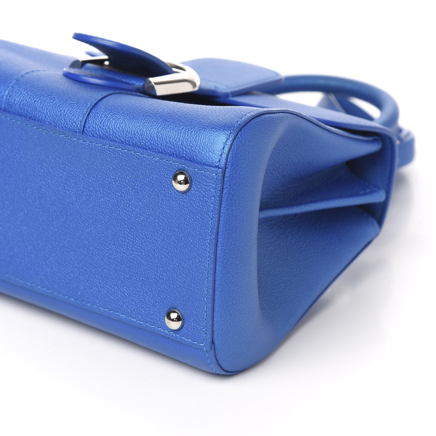 Delvaux Metallic Grained Calfskin Mini Brillant Satchel Satin Electric 8 of 10