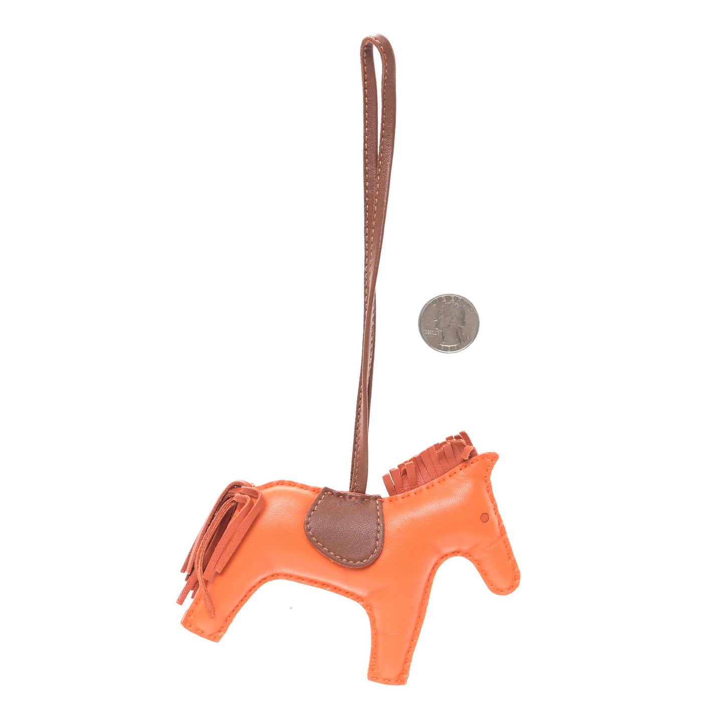 Milo Lambskin Grigri Rodeo Horse Bag Charm MM Feu Cornaline Fauve