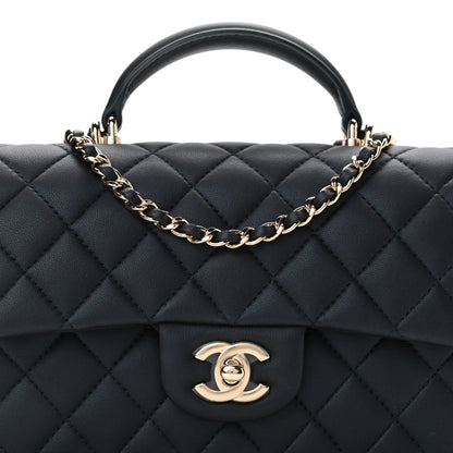 Chanel Lambskin Quilted Mini Top Handle Rectangular Flap Navy Blue 9 of 12