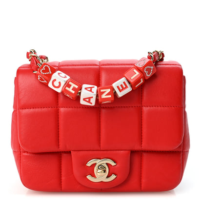 Chanel Lambskin Resin Crystal Square Quilted Monacoco Mini Flap Red 1 of 9
