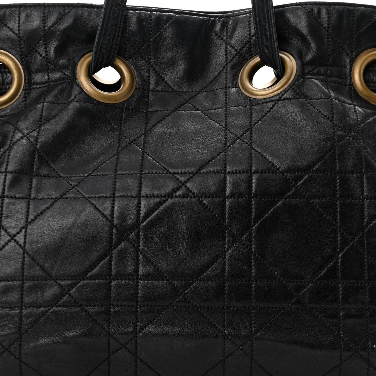 Christian Dior Lambskin Cannage Drawstring Bag Black 8 of 17