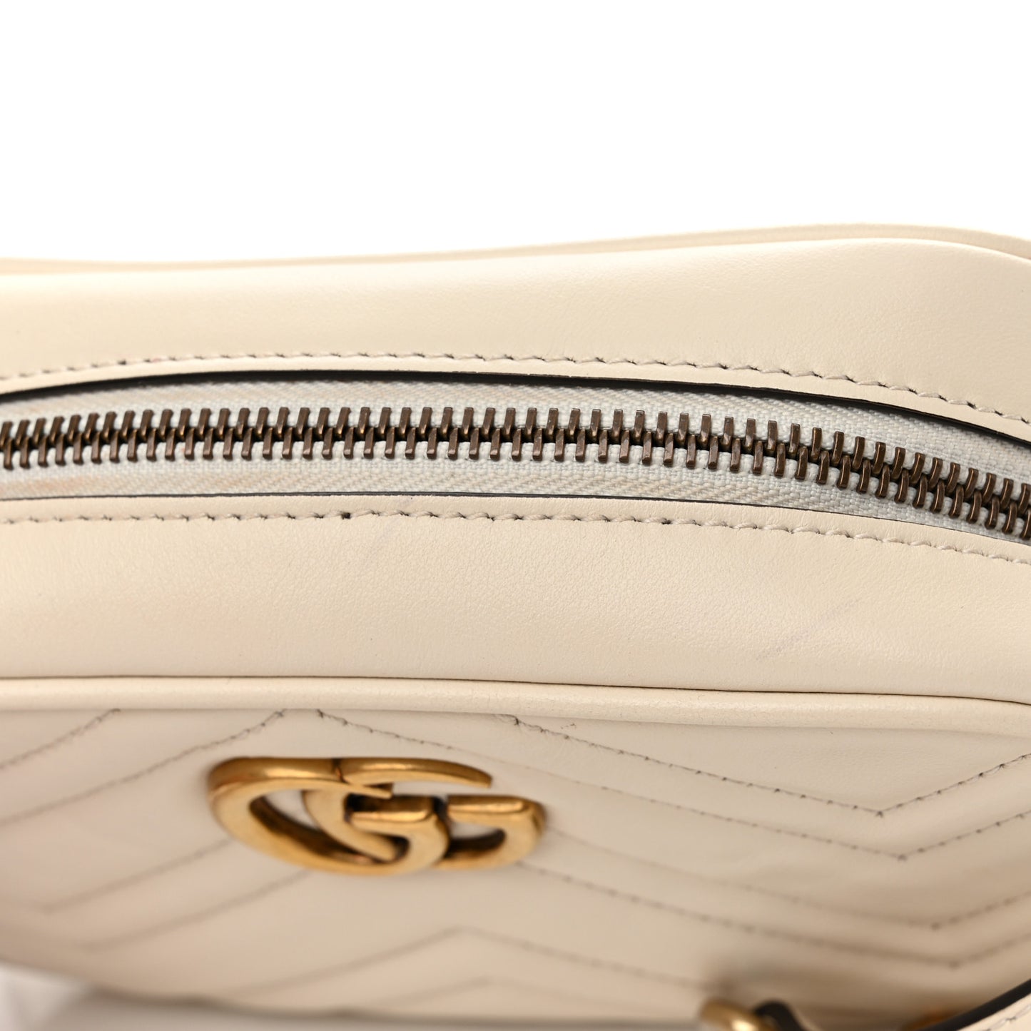 Calfskin Matelasse Mini GG Marmont Chain Shoulder Bag White