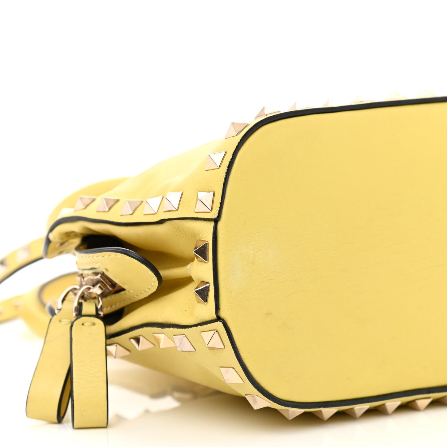 Vitello Rockstud Double Top Handle Satchel Naples Yellow