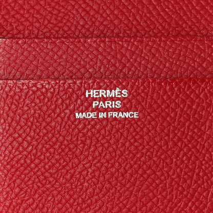 Hermes Epsom MC2 Euclide Card Holder Case Rouge Casaque 6 of 7