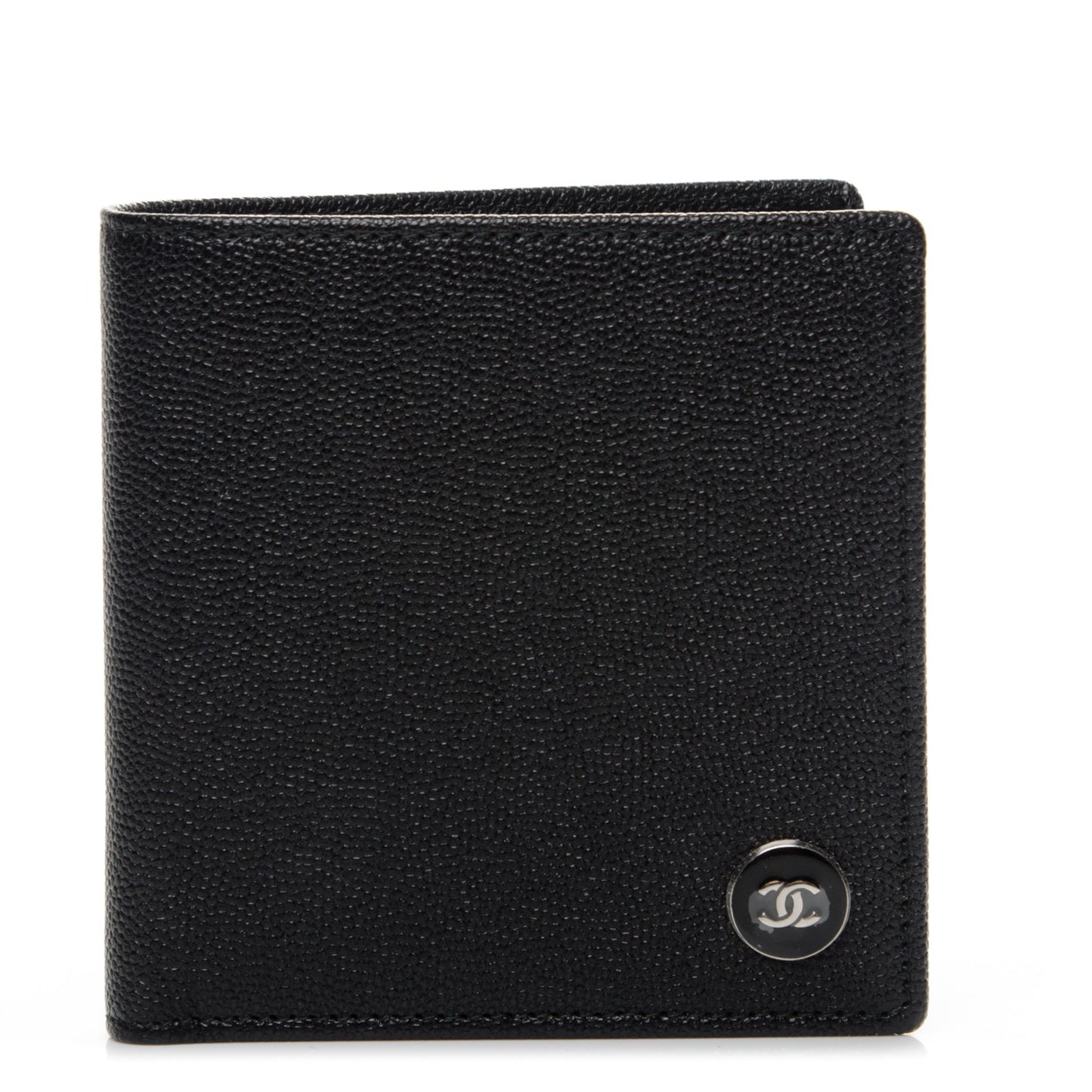 Grained Calfskin CC Bi-Fold Wallet Black