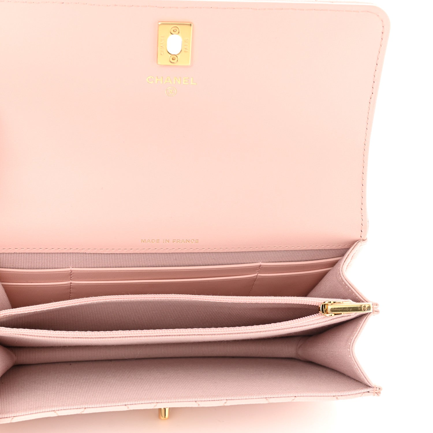 Chanel Shiny Caviar Quilted Flap Charm Wallet On Chain WOC Light Pink 4 of 10