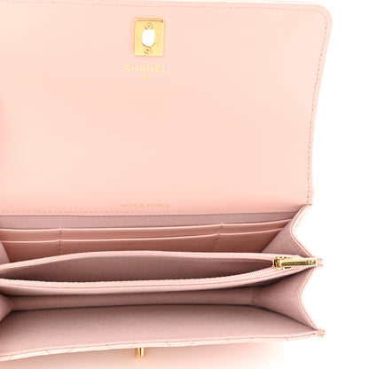 Chanel Shiny Caviar Quilted Flap Charm Wallet On Chain WOC Light Pink 4 of 10
