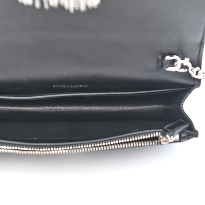 Saint Laurent Calfskin Crocodile Embossed Kate Monogram Tassel Chain Wallet Black 5 of 8