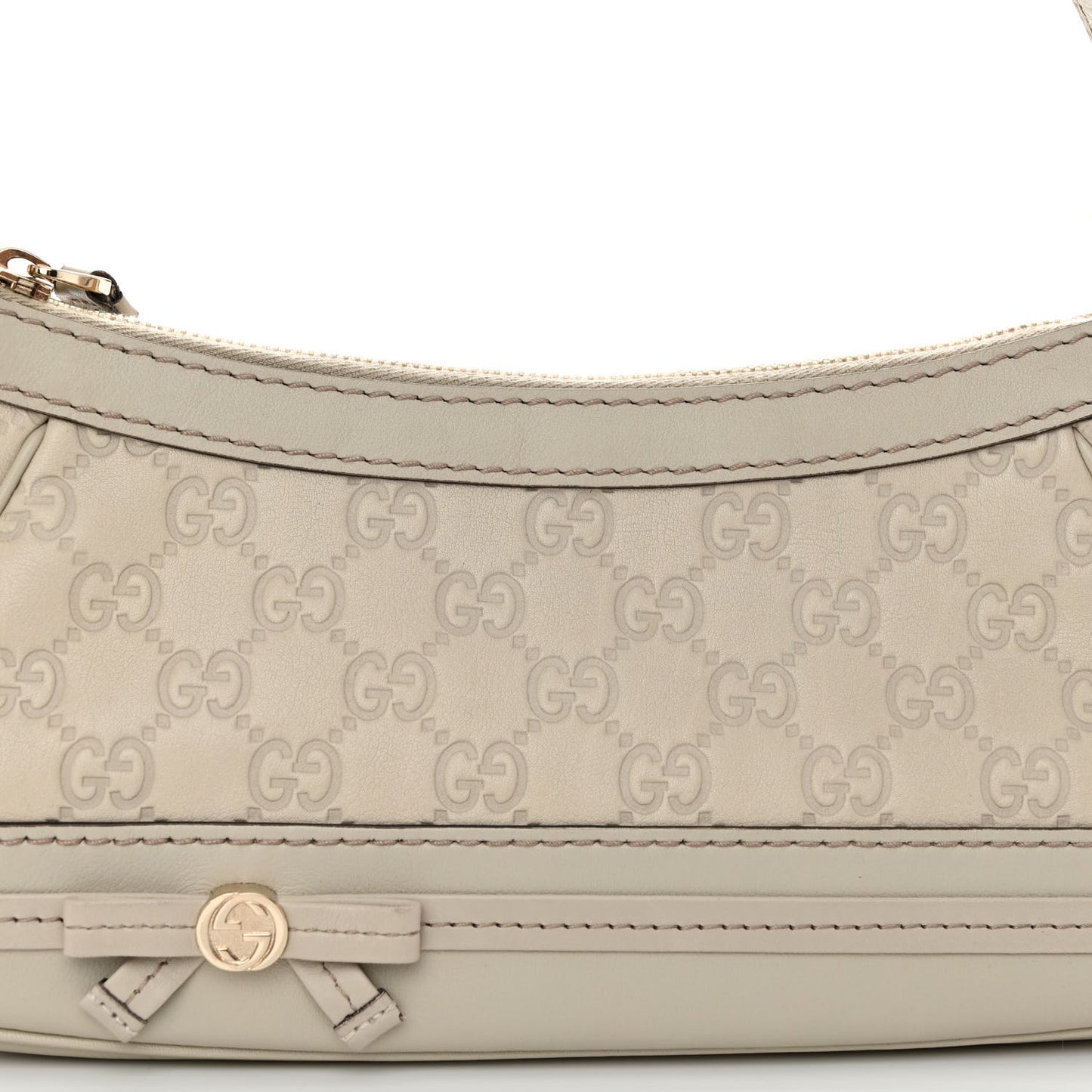 Guccissima Small Mayfair Bow Detail Shoulder Bag Off White