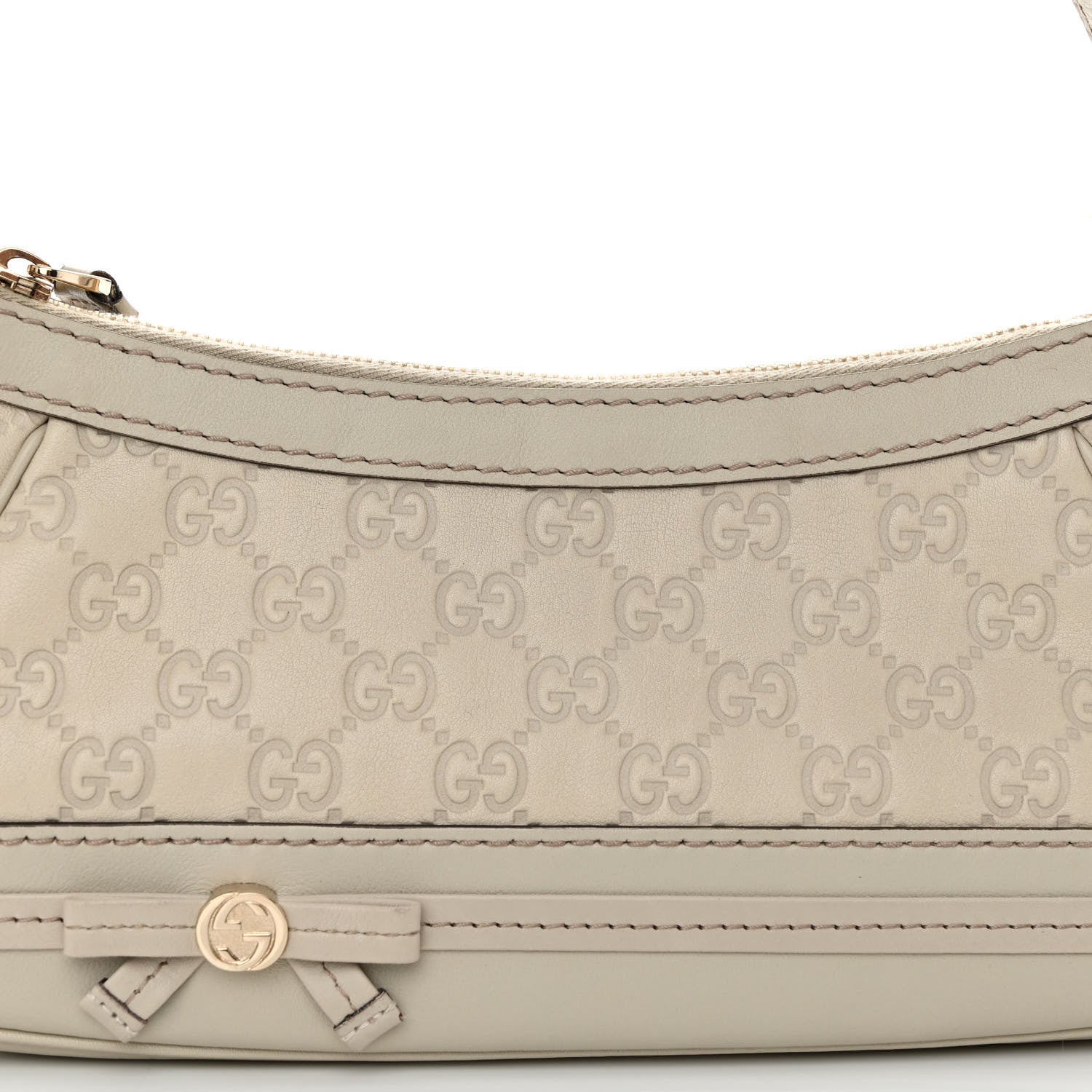 Gucci Guccissima Small Mayfair Bow Detail Shoulder Bag Off White 8 of 12
