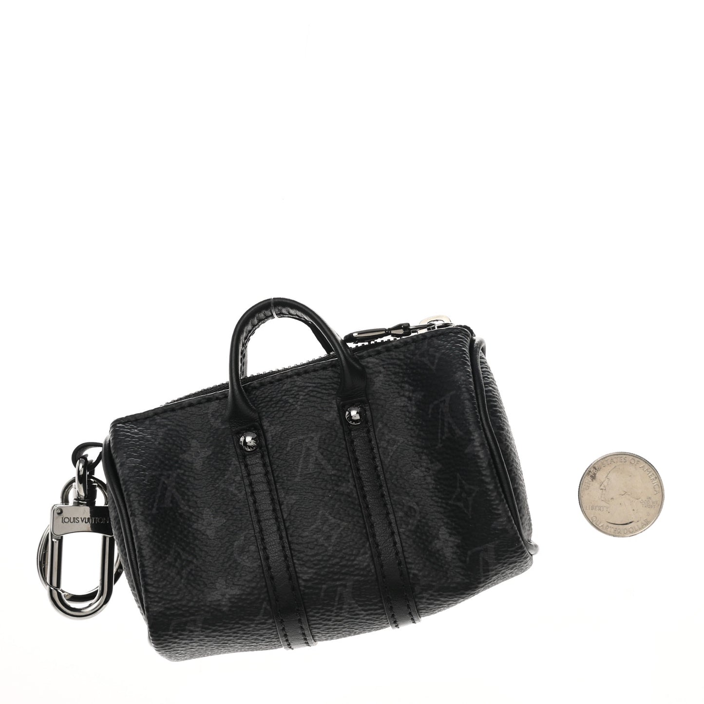 Monogram Eclipse Mini Keepall Bag Charm Key Holder Black