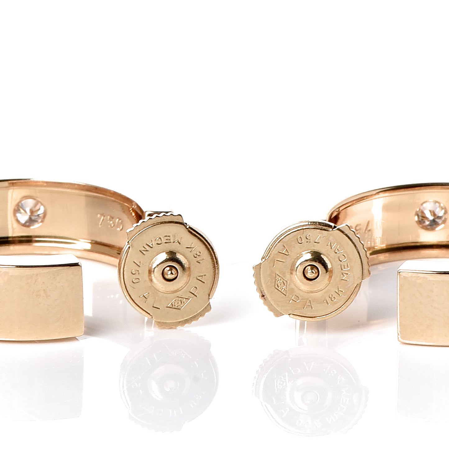 18K Yellow Gold 2 Diamond 5.5mm LOVE Hoop Earrings
