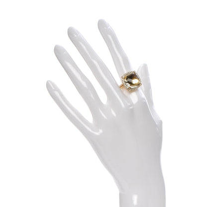 David Yurman 18K Yellow Gold Diamond Champagne Citrine 14mm Chatelaine Pave Bezel Ring 6 52 2 of 5