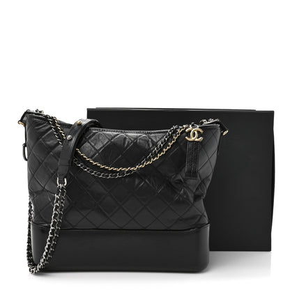 Chanel Aged Calfskin Quilted Large Gabrielle Hobo Black 13 of 13
