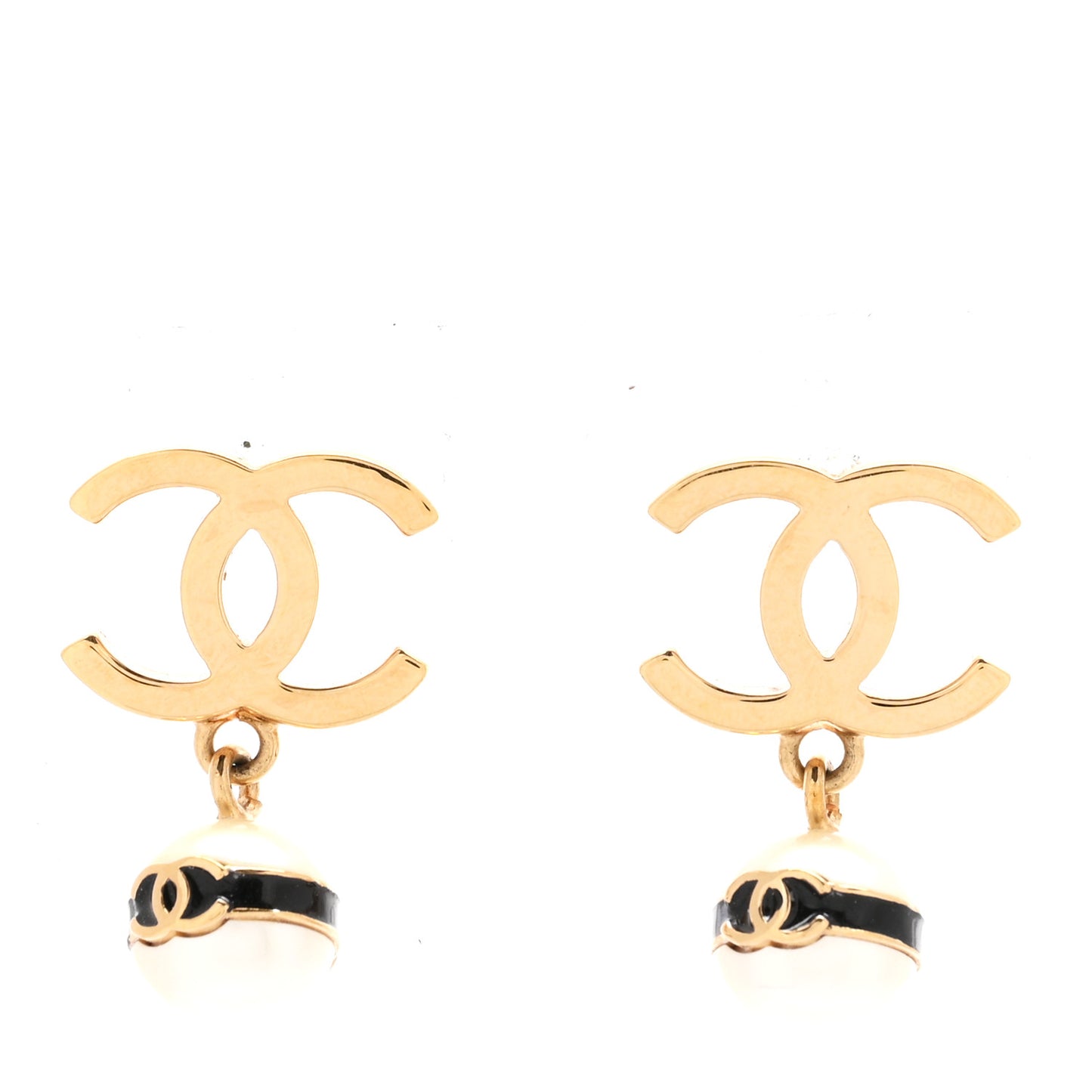 Pearl CC Drop Earrings Gold