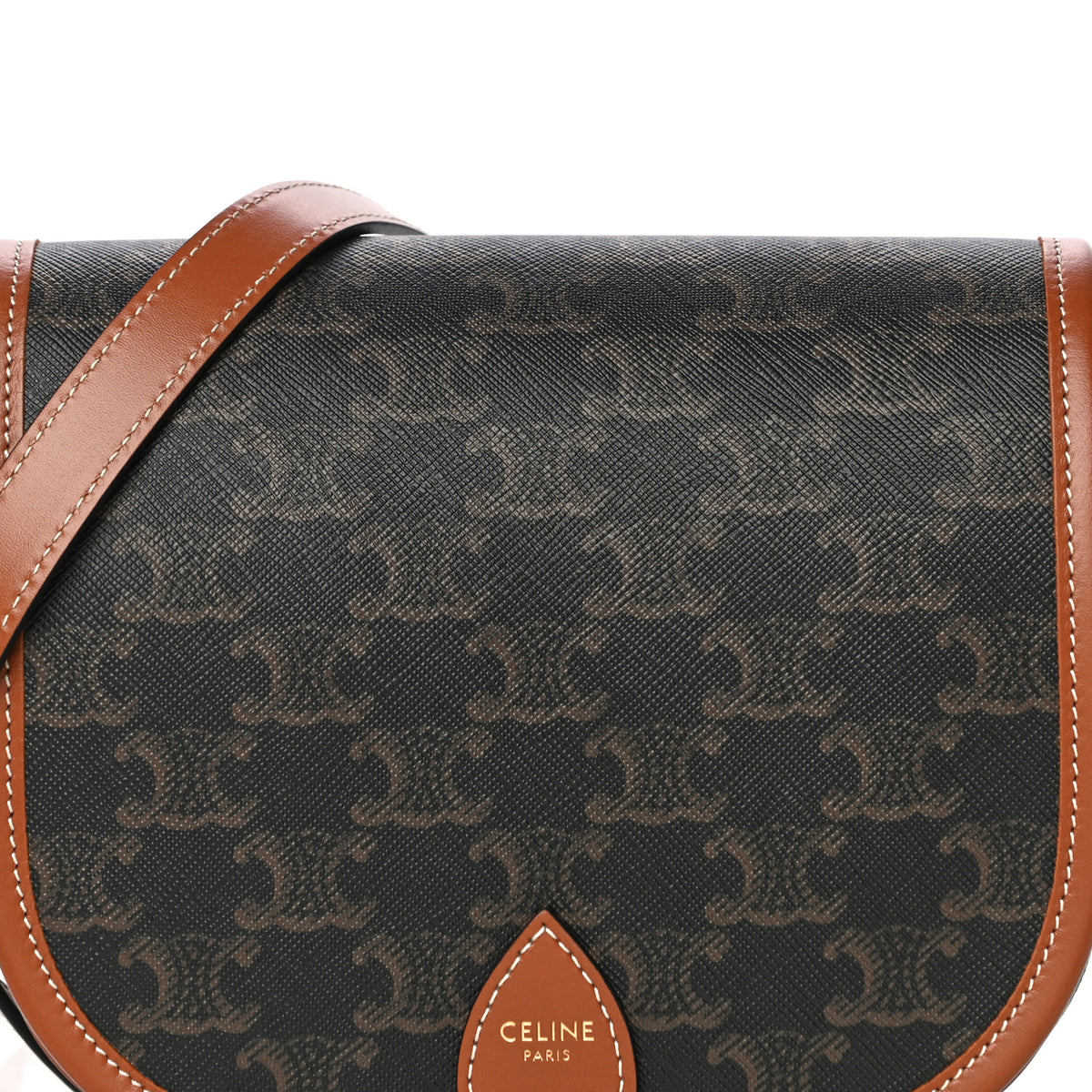 Celine Triomphe Canvas Medium Folco Bag Tan 6 of 13