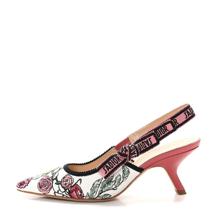 Christian Dior Canvas Embroidered Florilegio J'Adior Slingback 65mm Pumps 38 White Multicolor 1 of 10