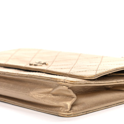 Chanel Metallic Aged Calfskin Quilted Wallet On Chain WOC Gold 6 of 7