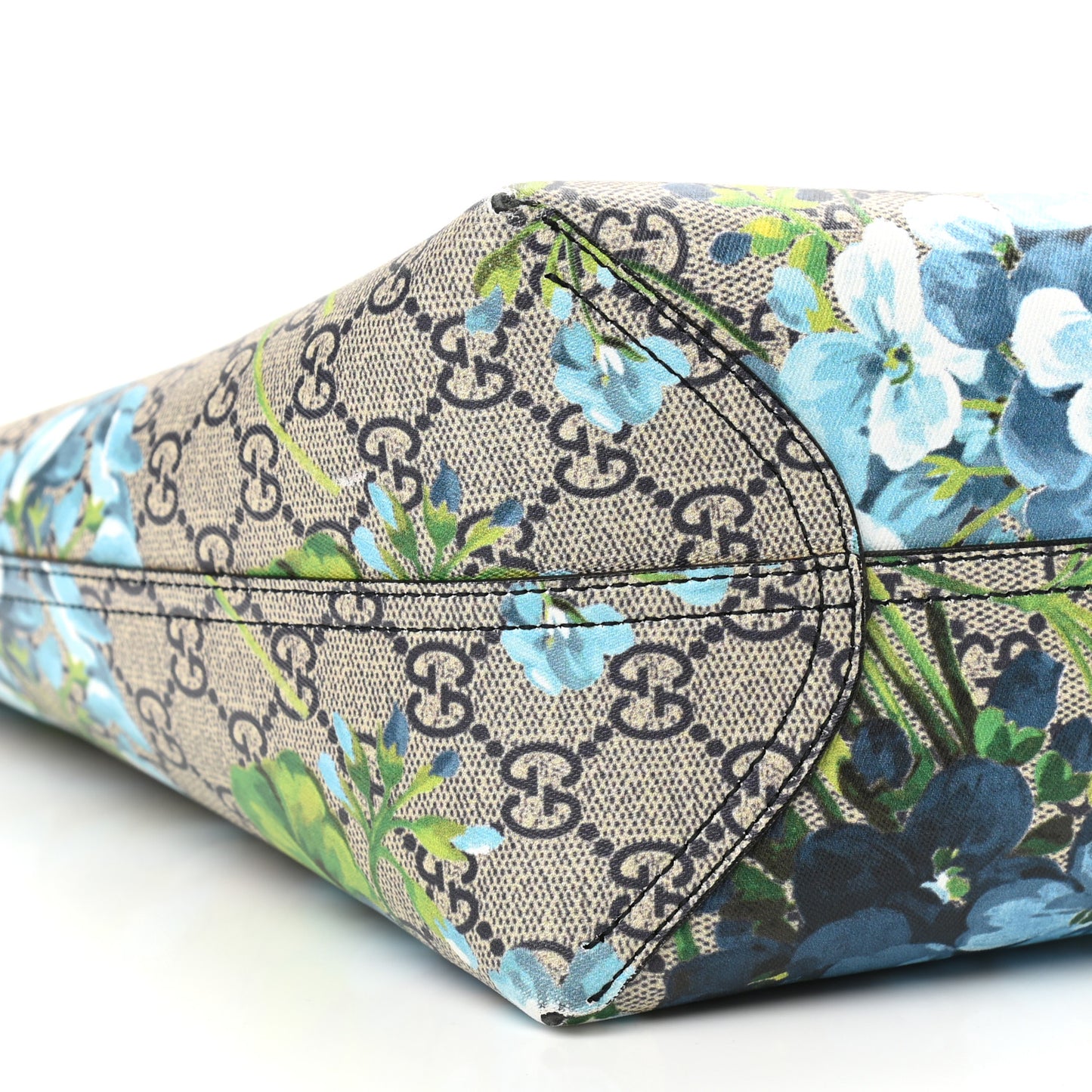 GG Supreme Monogram Blooms Medium Reversible Tote Beige Blue Navy