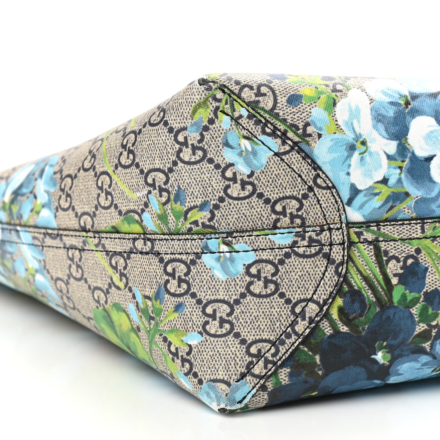 Gucci GG Supreme Monogram Blooms Medium Reversible Tote Beige Blue Navy 5 of 19