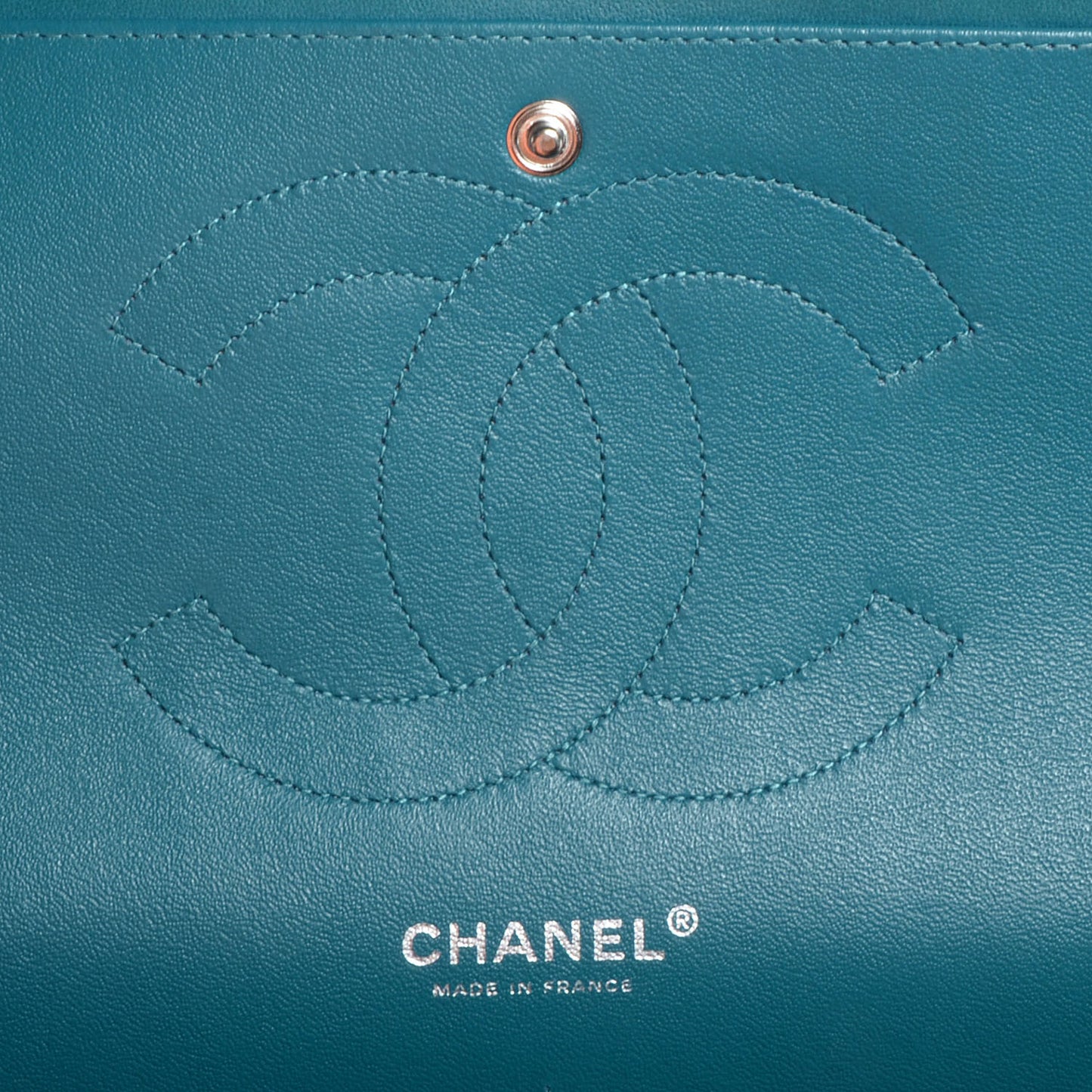 Lambskin Quilted Jumbo Double Flap Turquoise