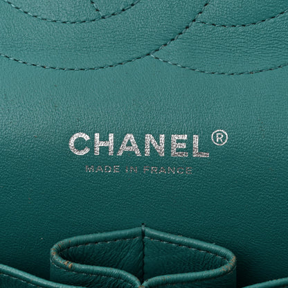 Chanel Lambskin Quilted Tri-Color Jumbo Double Flap Navy Blue Green 6 of 14