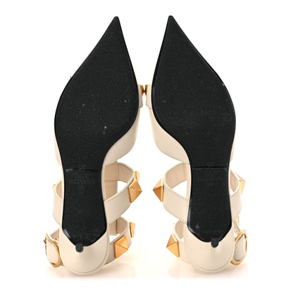 Valentino Garavani Calfskin Roman Stud Ankle Strap 40mm Pumps 35 White 7 of 12