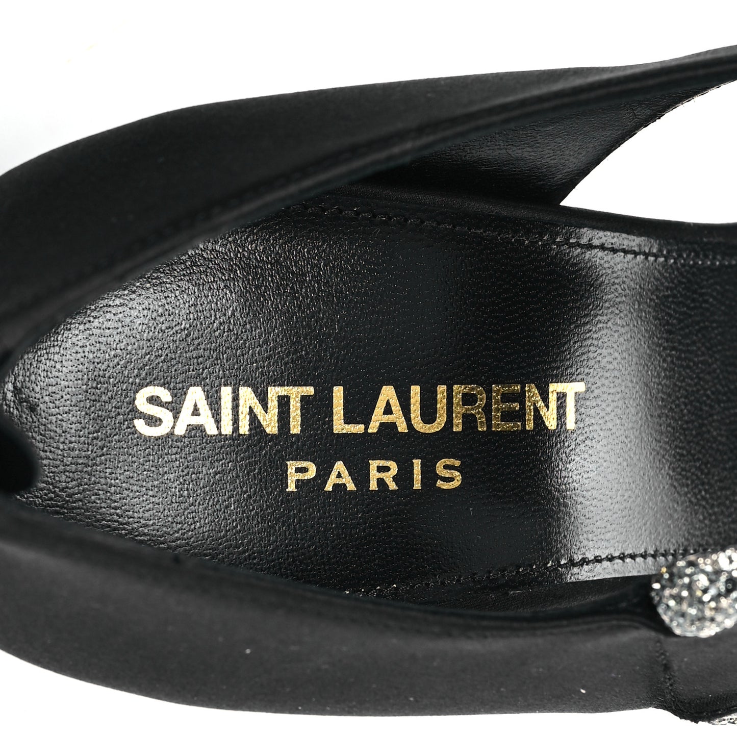 Crepe Satin Crystal Buckle Gippy 110 Sandals 38 Black