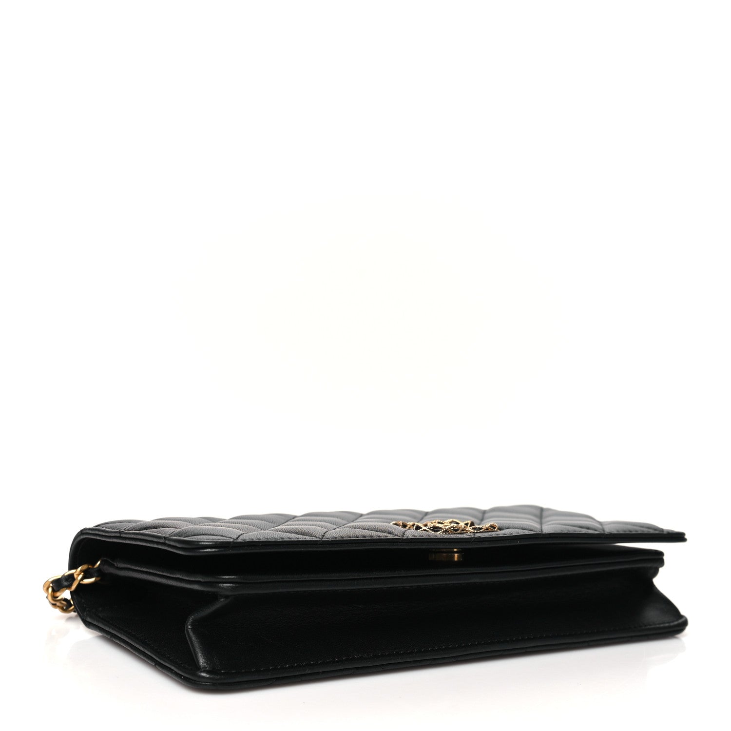 Chanel Lambskin Quilted CC Clutch On Chain Black 4 of 12