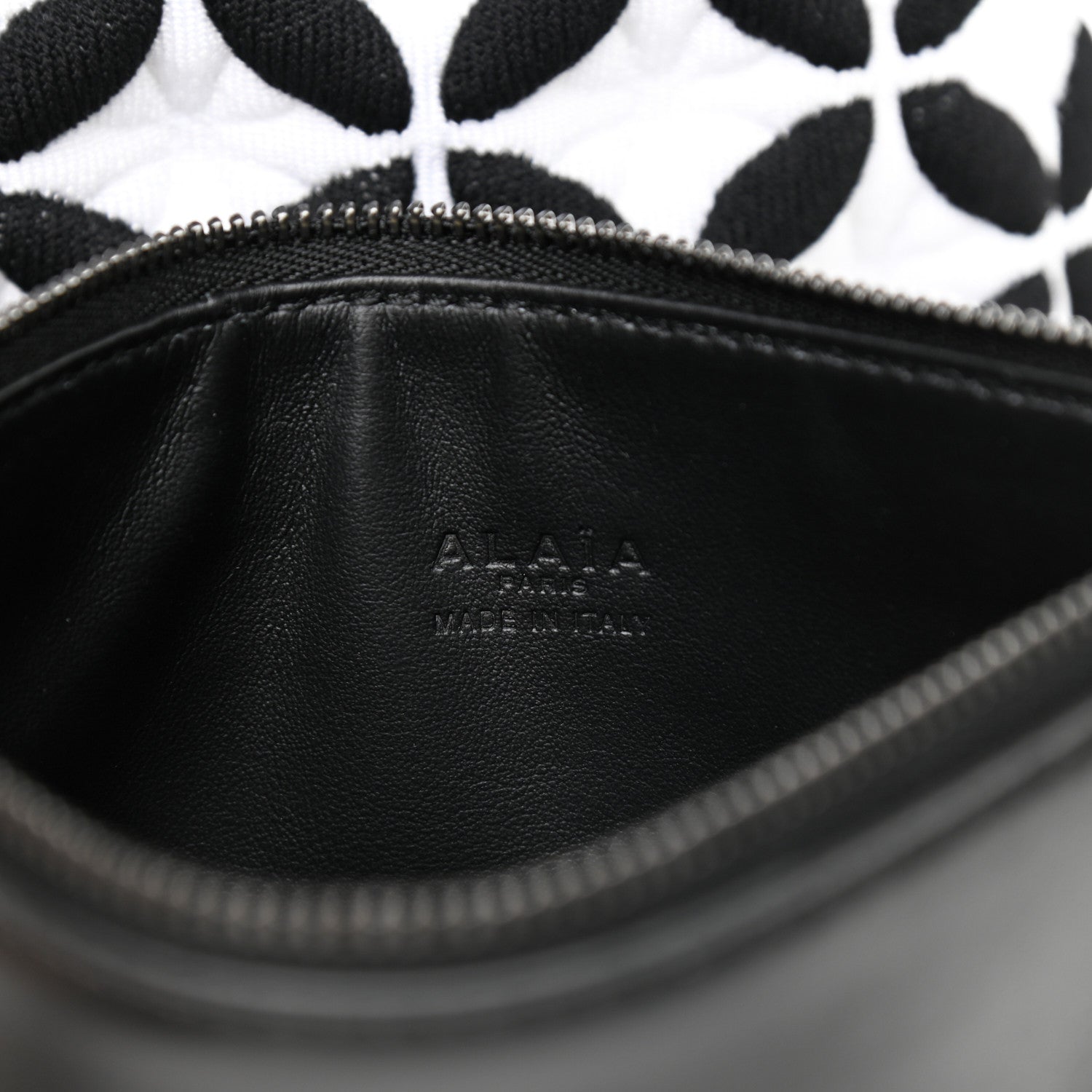 Alaia Calfskin Maille Macro Petale Cabas Tote Black White 7 of 9