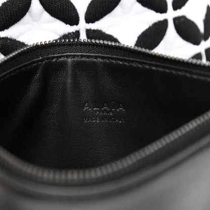 Alaia Calfskin Maille Macro Petale Cabas Tote Black White 7 of 9